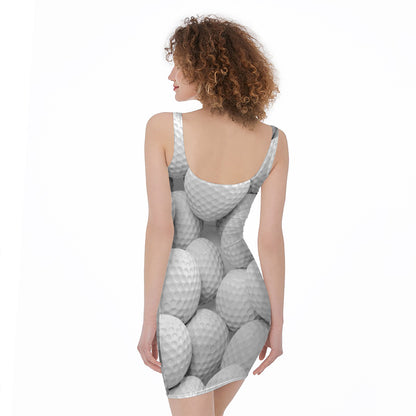Golf Ball 3D Print Sleeveless Bodycon Dress