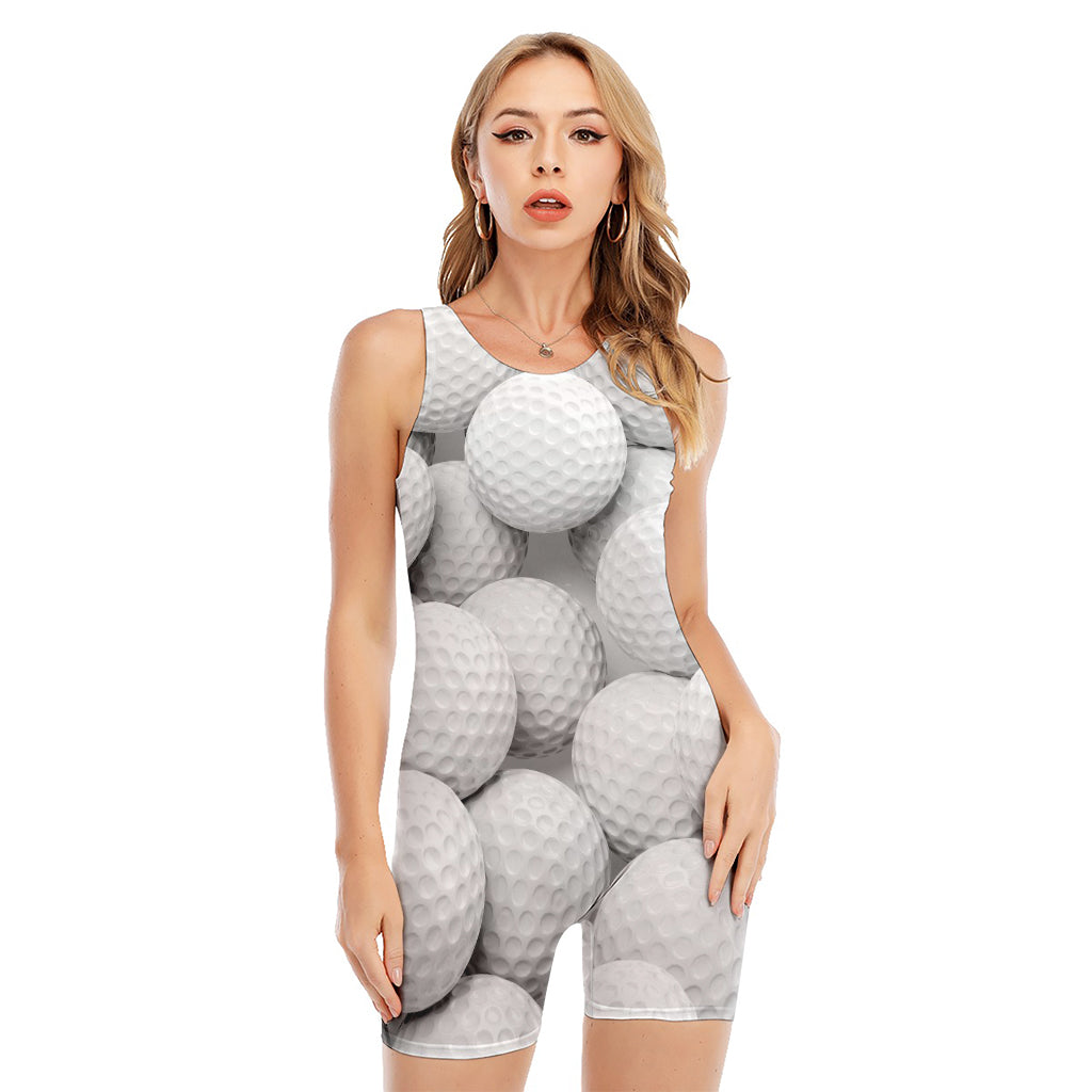 Golf Ball 3D Print Sleeveless One Piece Swimsuit