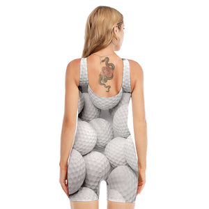 Golf Ball 3D Print Sleeveless One Piece Swimsuit