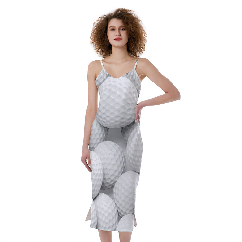 Golf Ball 3D Print Slim Fit Midi Cami Dress