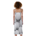 Golf Ball 3D Print Slim Fit Midi Cami Dress