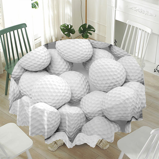 Golf Ball 3D Print Waterproof Round Tablecloth