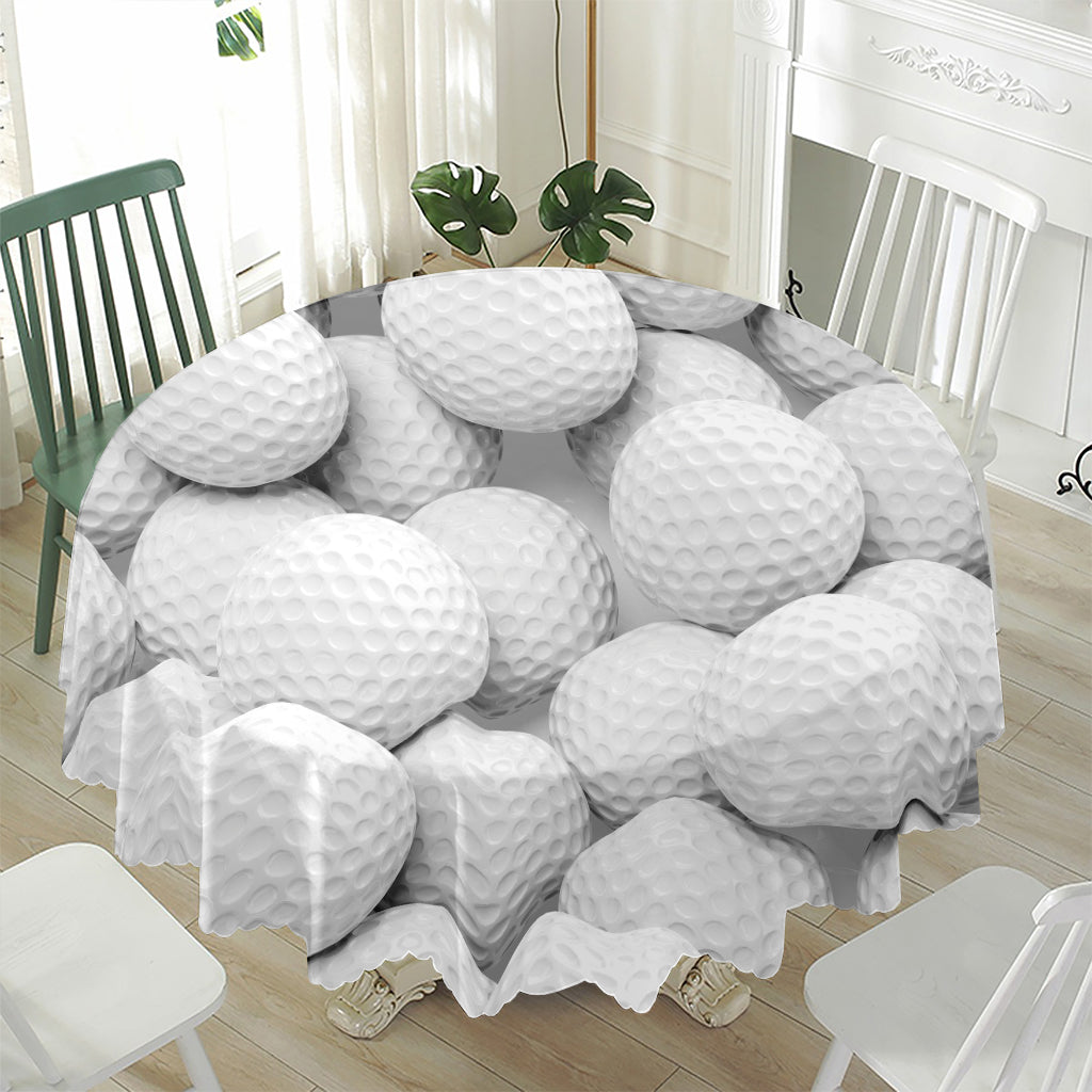 Golf Ball 3D Print Waterproof Round Tablecloth