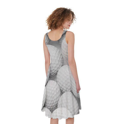 Golf Ball 3D Print Women's Sleeveless Dress