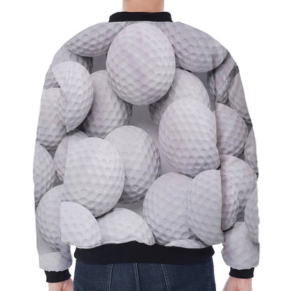 Golf Ball 3D Print Zip Sleeve Bomber Jacket