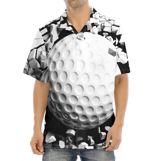 Golf Ball Breaking Wall Print Aloha Shirt