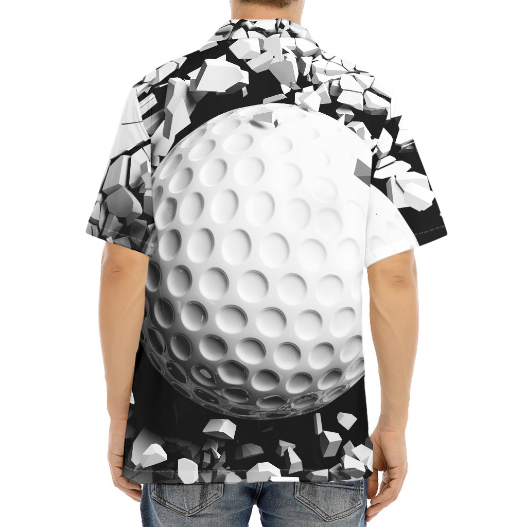 Golf Ball Breaking Wall Print Aloha Shirt