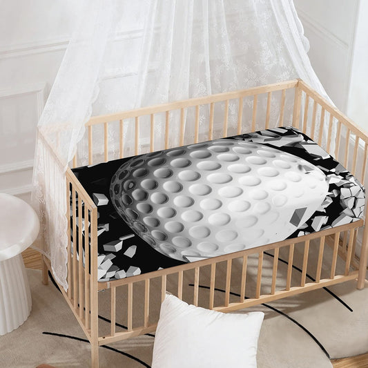 Golf Ball Breaking Wall Print Baby Crib Sheet