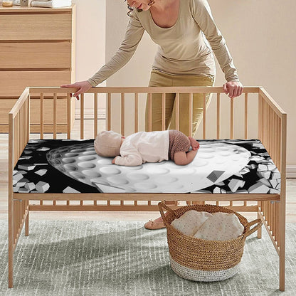 Golf Ball Breaking Wall Print Baby Crib Sheet