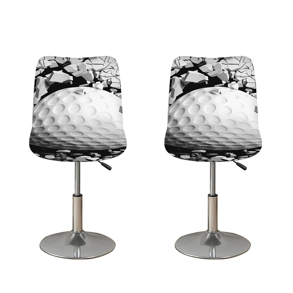 Golf Ball Breaking Wall Print Bar Stool Covers