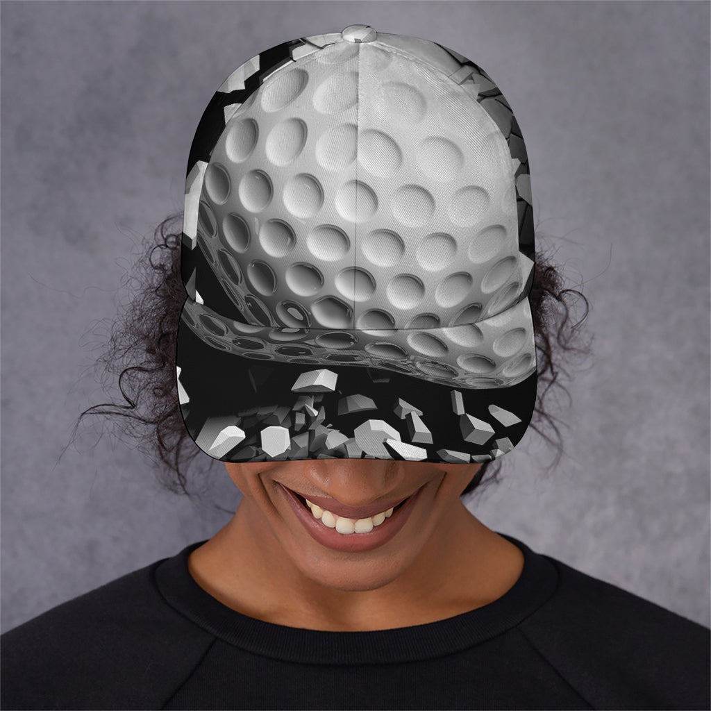 Golf Ball Breaking Wall Print Baseball Cap