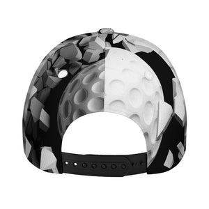 Golf Ball Breaking Wall Print Baseball Cap