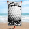 Golf Ball Breaking Wall Print Beach Towel