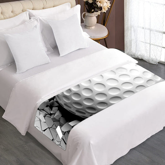 Golf Ball Breaking Wall Print Bed Runner