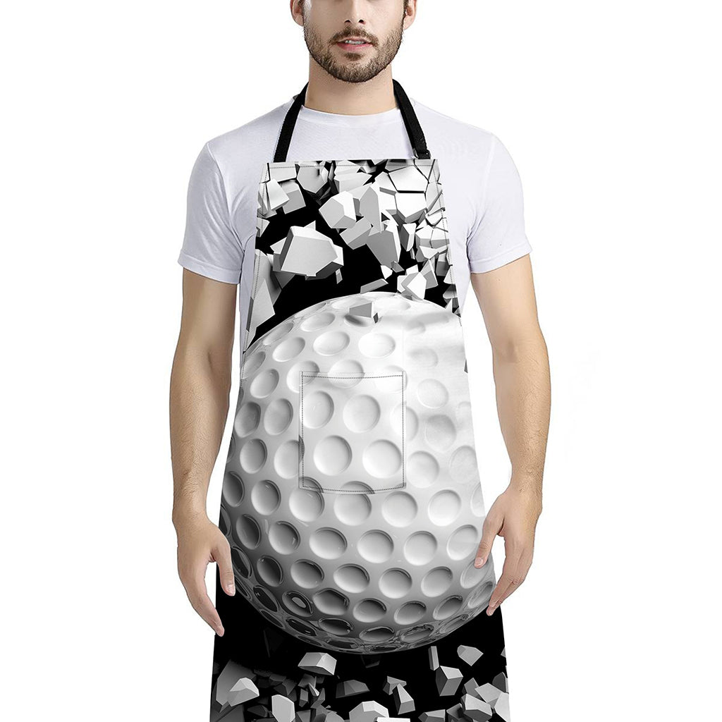 Golf Ball Breaking Wall Print Bib Apron With Pocket