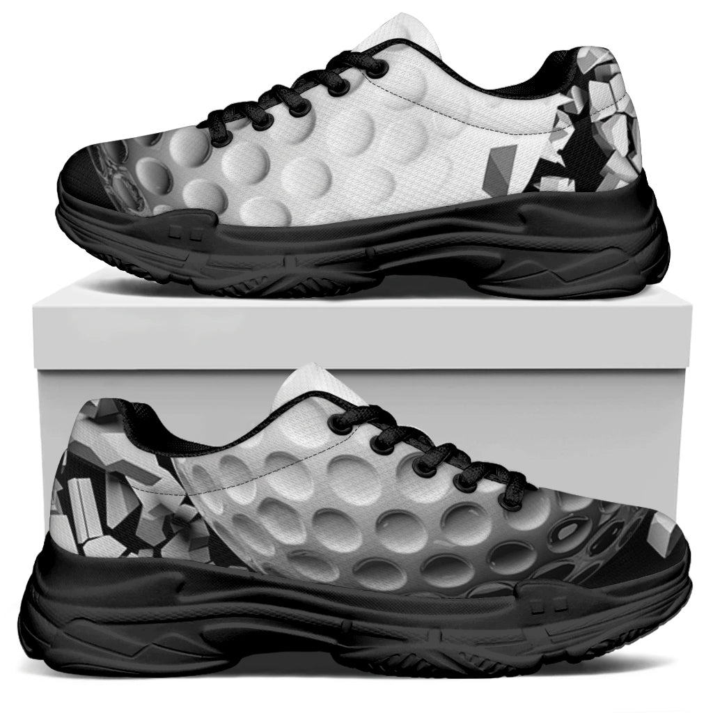 Golf Ball Breaking Wall Print Black Chunky Shoes