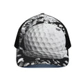 Golf Ball Breaking Wall Print Black Mesh Trucker Hat