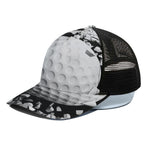 Golf Ball Breaking Wall Print Black Mesh Trucker Cap
