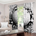 Golf Ball Breaking Wall Print Dimout Grommet Curtains