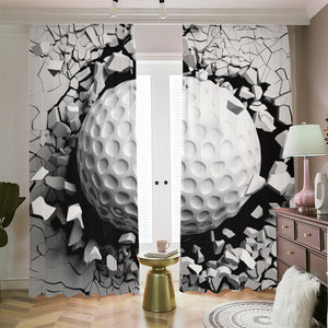 Golf Ball Breaking Wall Print Blackout Pencil Pleat Curtains