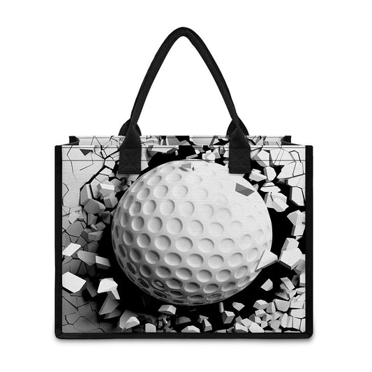 Golf Ball Breaking Wall Print Canvas Tote Bag