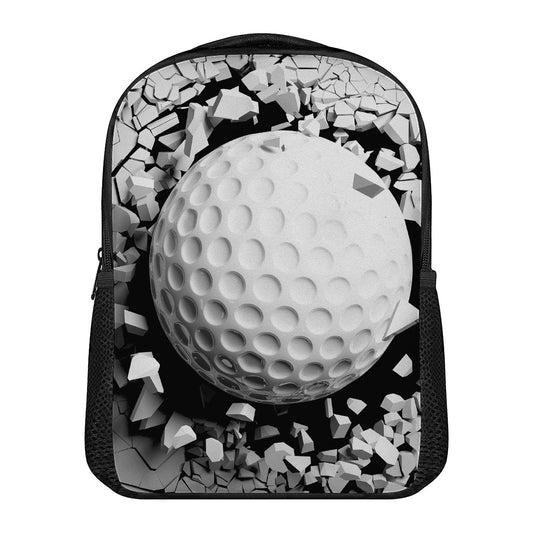 Golf Ball Breaking Wall Print Casual Backpack