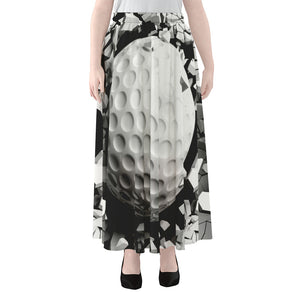 Golf Ball Breaking Wall Print Chiffon Maxi Skirt