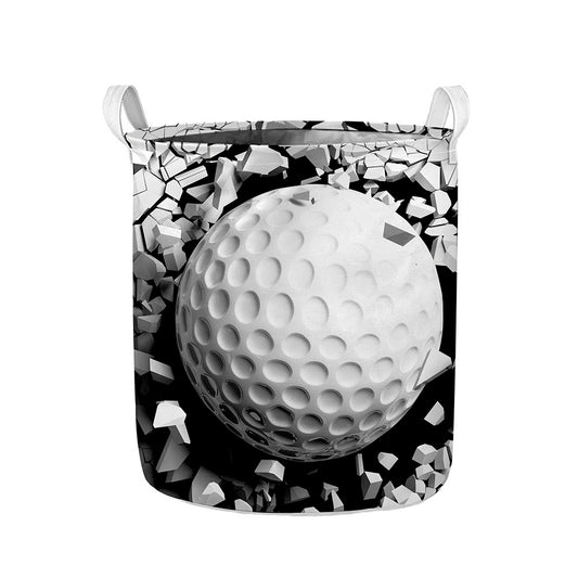 Golf Ball Breaking Wall Print Collapsible Laundry Basket