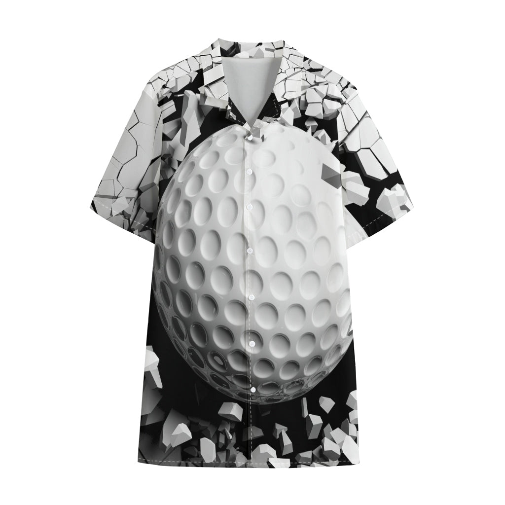 Golf Ball Breaking Wall Print Cotton Hawaiian Shirt