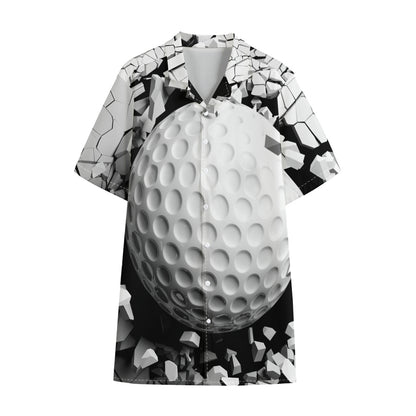 Golf Ball Breaking Wall Print Cotton Hawaiian Shirt