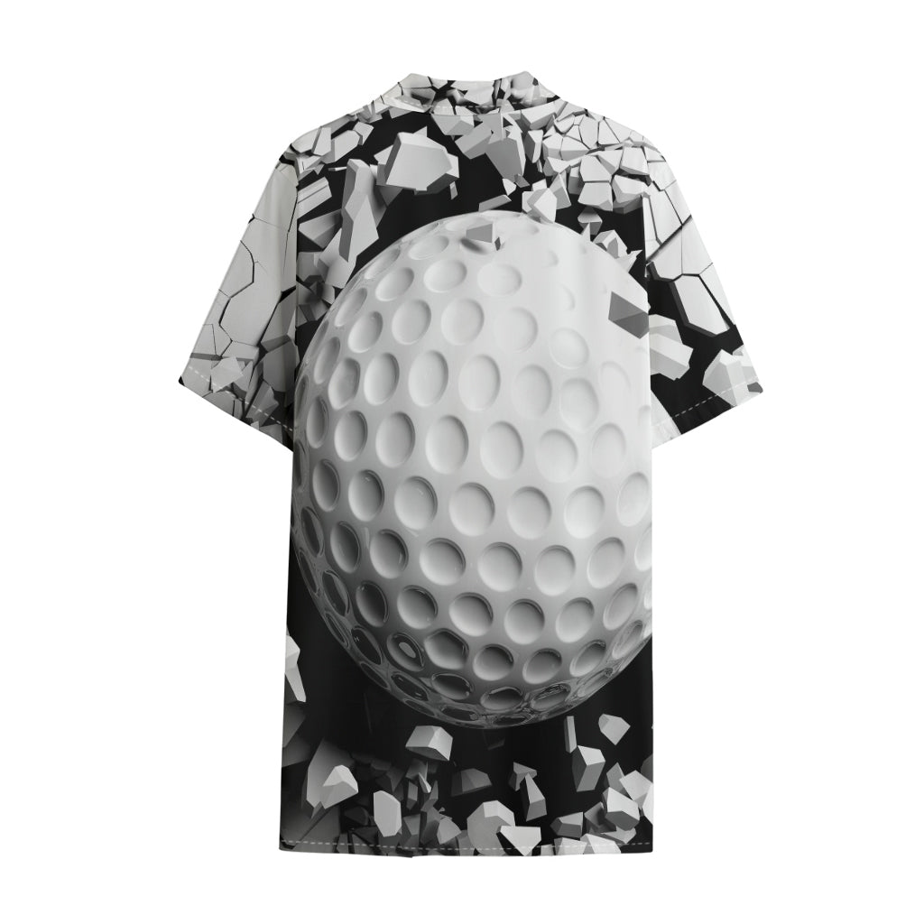 Golf Ball Breaking Wall Print Cotton Hawaiian Shirt