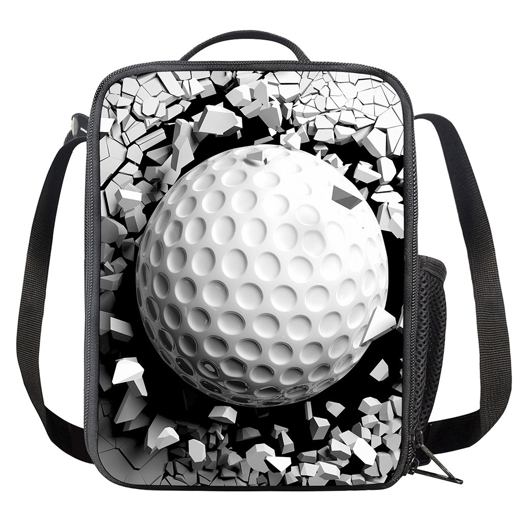 Golf Ball Breaking Wall Print Crossbody Lunch Bag