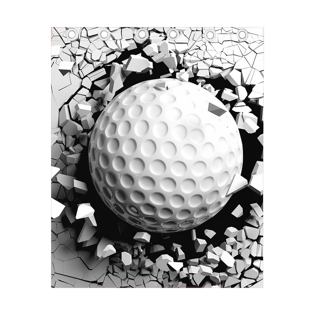 Golf Ball Breaking Wall Print Curtain