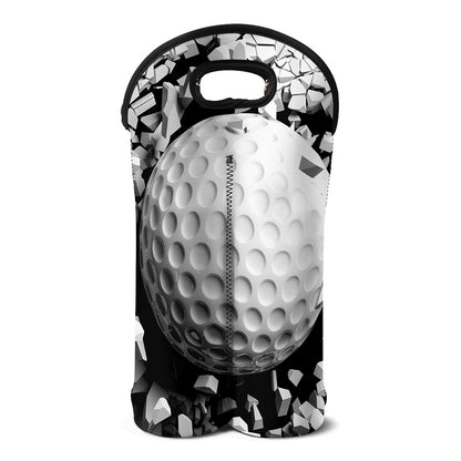 Golf Ball Breaking Wall Print Double Neoprene Wine Tote