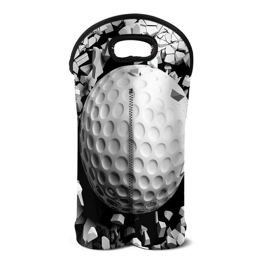 Golf Ball Breaking Wall Print Double Neoprene Wine Tote