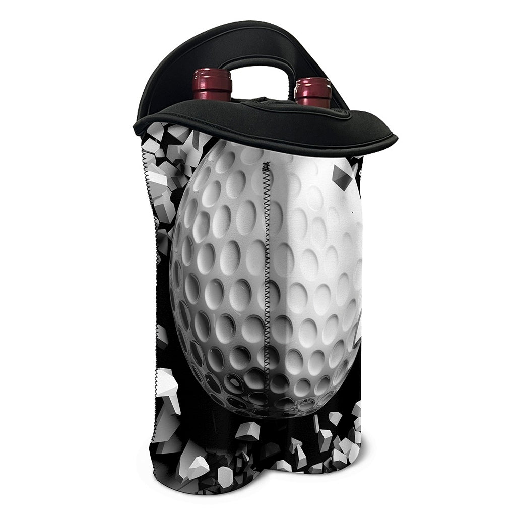 Golf Ball Breaking Wall Print Double Neoprene Wine Tote
