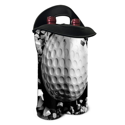 Golf Ball Breaking Wall Print Double Neoprene Wine Tote