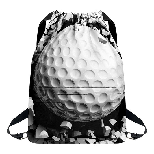 Golf Ball Breaking Wall Print Drawstring Backpack