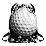 Golf Ball Breaking Wall Print Drawstring Backpack