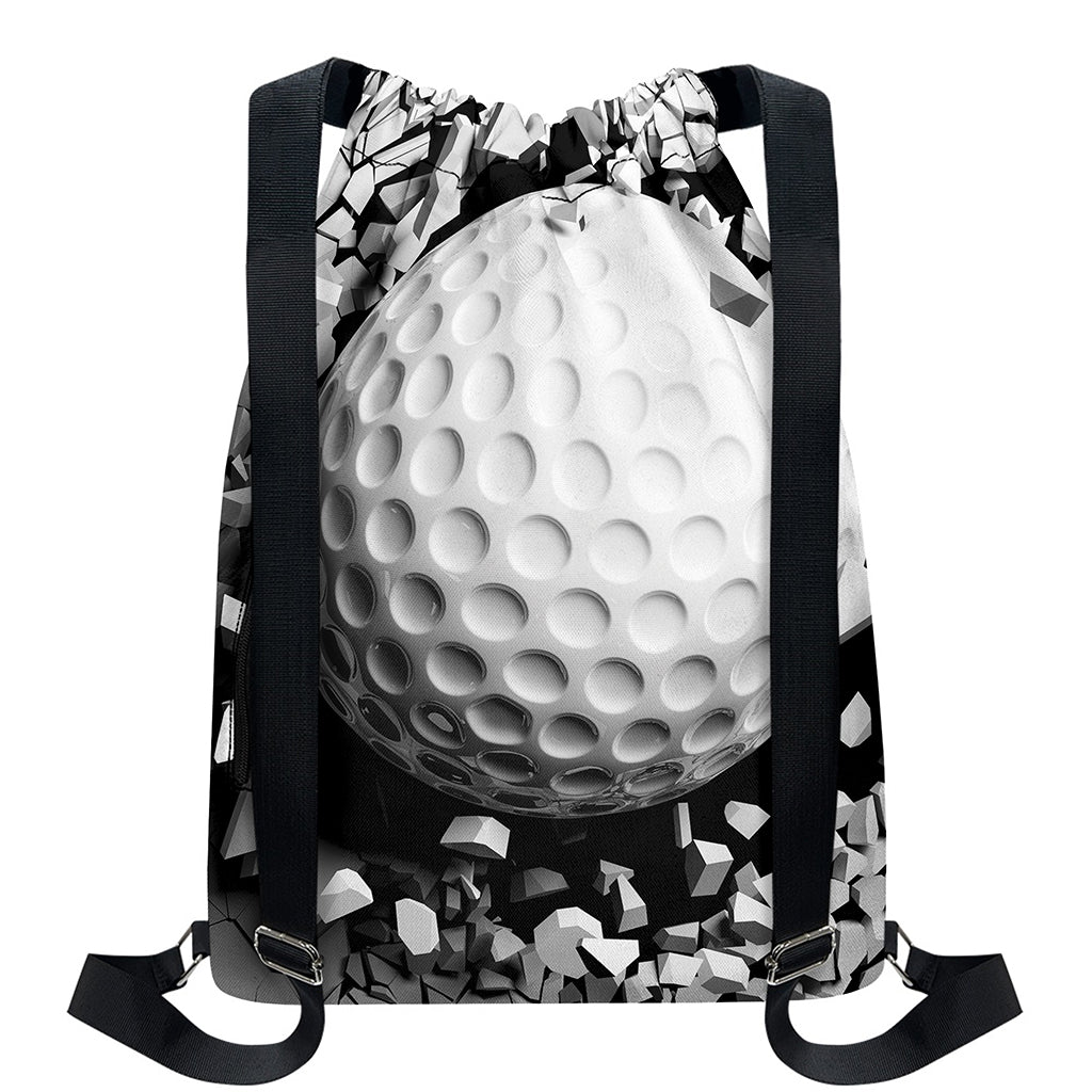 Golf Ball Breaking Wall Print Drawstring Backpack