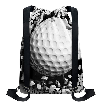 Golf Ball Breaking Wall Print Drawstring Backpack