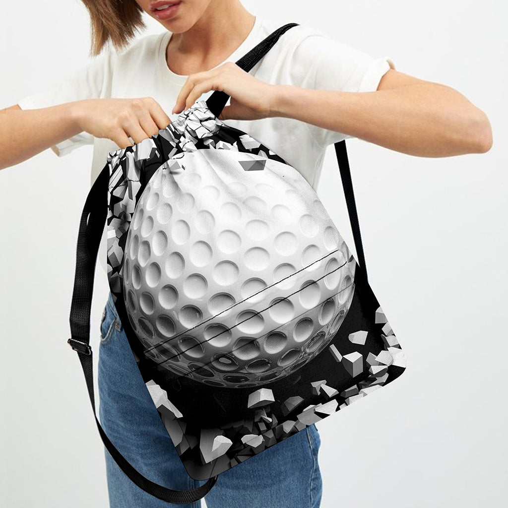 Golf Ball Breaking Wall Print Drawstring Backpack