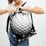 Golf Ball Breaking Wall Print Drawstring Backpack