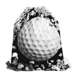 Golf Ball Breaking Wall Print Drawstring Bag