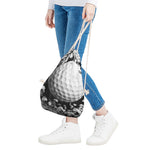Golf Ball Breaking Wall Print Drawstring Bag