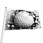 Golf Ball Breaking Wall Print Flag