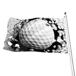 Golf Ball Breaking Wall Print Flag