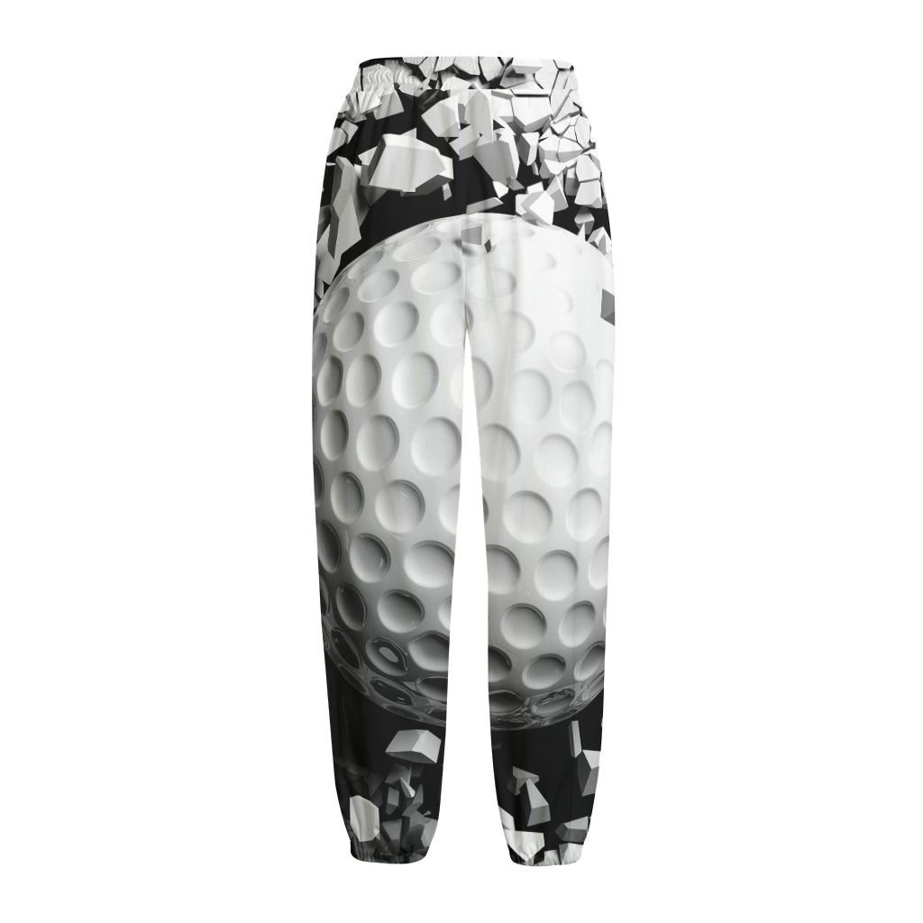 Golf Ball Breaking Wall Print Fleece Lined Knit Pants