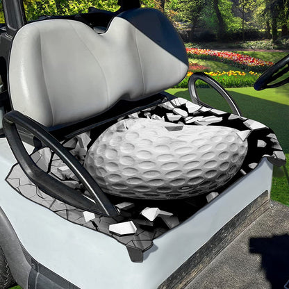 Golf Ball Breaking Wall Print Golf Cart Seat Cover
