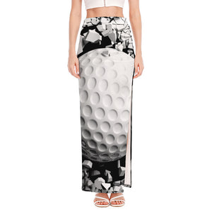 Golf Ball Breaking Wall Print High Slit Maxi Skirt